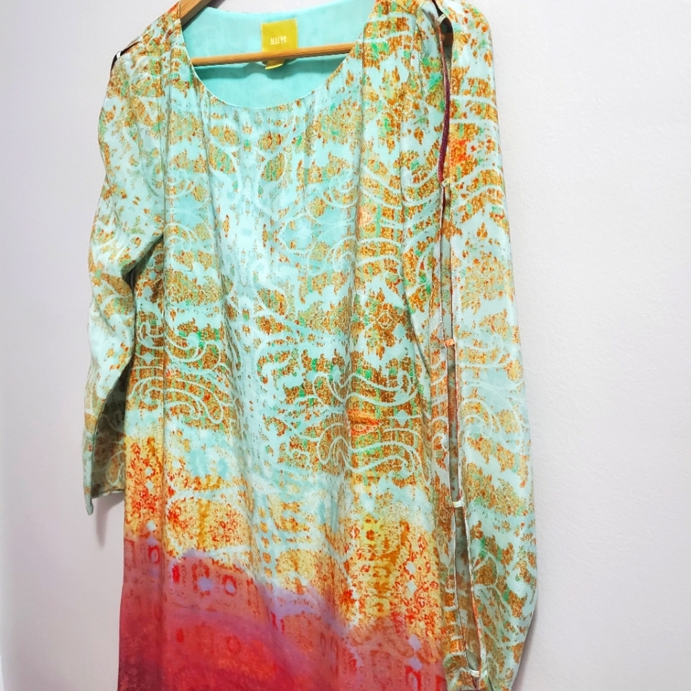 Maeve 100% Silk Ombre Shift Dress Size Small - Picture 7 of 9
